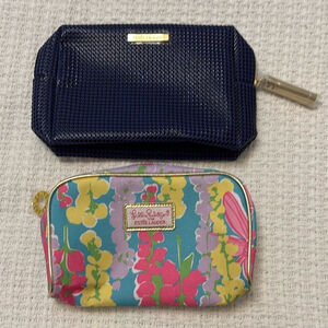 SET OF TWO ESTEE LAUDER make up bags cosmetic bags floral x Lilly Pulitzer